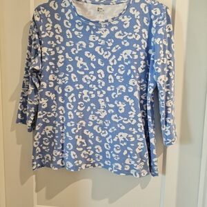Kim Rogers Blue And White Print Top Size Medium